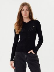 TWINSET Sweter 252TP3241 Czarny Slim Fit. Czarne swetry damskie Twinset, xxl, bez wzorów, z wiskozy, bez kołnierzyka, bez ramiączek, bez kaptura. Za 539.99 zł.