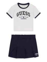 Guess Kids Top 181321 Biały Classic Fit. Białe t-shirty i topy dla dziewczynek Guess Kids, z aplikacjami, bez ramiączek. Za 209.99 zł.