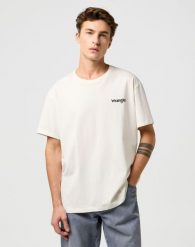 MESKA KOSZULKA WRANGLER VINTAGE TEE BIRCH 112371467. Brązowe t-shirty męskie Wrangler, s, bez wzorów, vintage, bez kołnierzyka. Za 79.99 zł.