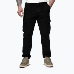 Spodnie męskie Pitbull Proctor Drawstring Joggery Cargo. Czarne spodnie sportowe męskie PITBULL, m, bez wzorów, z bawełny, na fitness i siłownię. Za 219.99 zł.