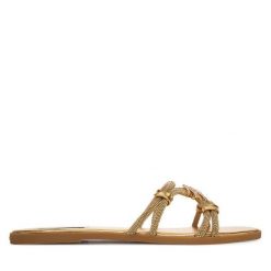 Klapki KARL LAGERFELD. Żółte klapki damskie KARL LAGERFELD, bez wzorów, bez obcasa. Za 547.99 zł.