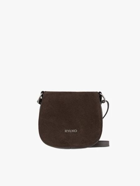 Czekoladowa torebka podkowa. Brązowe listonoszki damskie Brawo sp. z o.o., bez wzorów, z dzianiny, małe, bez dodatków. Za 229.99 zł.