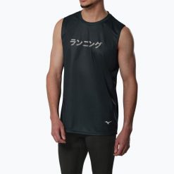 Koszulka do biegania męska Mizuno Core Graphic Sleeveless. Czarne koszulki sportowe męskie Mizuno, l, bez wzorów, z materiału, bez kołnierzyka, bez ramiączek, do biegania. Za 149.99 zł.