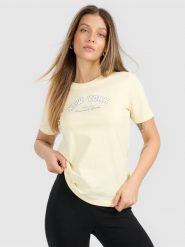 4F T-shirt regular z nadrukiem damski - żółty XXL. Żółte t-shirty damskie 4f, l, bez wzorów, z bawełny, bez kołnierzyka. Za 59.99 zł.