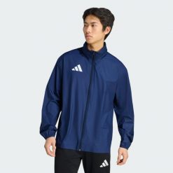 Bluza Entrada26 Multi. Niebieskie bluzy sportowe męskie Adidas, bez wzorów, z poliesteru, z kapturem, do piłki nożnej. Za 121.99 zł.