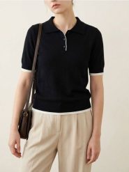 Wiskozowy sweter z kołnierzykiem - czarny. Czarne swetry damskie Sinsay, l, bez wzorów, z wiskozy, bez kołnierzyka, bez ramiączek, bez kaptura. Za 39.99 zł.