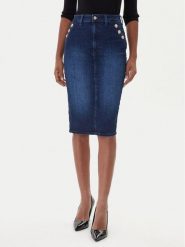 Guess Spódnica jeansowa W5BD1T D0791 Niebieski Regular Fit. Niebieskie spódnice damskie Guess, z aplikacjami, z bawełny. Za 237.00 zł.