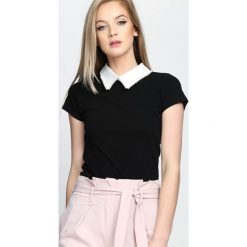 Czarna Bluzka Wild Lily. Czarne bluzki damskie Born2be, z wykładanym kołnierzem, z krótkim rękawem. Za 89.99 zł.