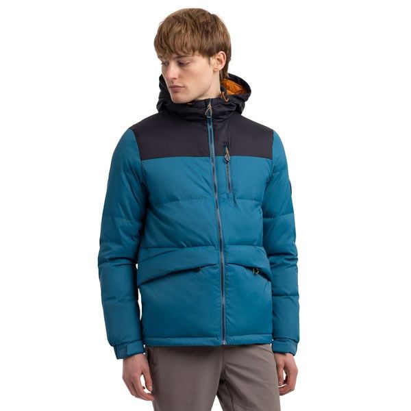 Męska Kurtka Puchowa Erris. Niebieskie kurtki męskie Trespass, l, bez wzorów, z materiału, z kapturem. Za 269.99 zł.