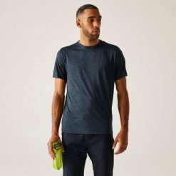 Męska koszulka z krótkim rękawem Fingal Edition Marl. Niebieskie koszulki sportowe męskie Regatta, m, bez wzorów, z poliesteru, bez kołnierzyka, bez ramiączek, trekkingowe. Za 94.99 zł.
