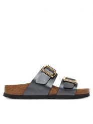 Birkenstock Klapki Sydney Cushion Buckle 1031689 Czarny. Czarne klapki damskie Birkenstock, bez wzorów, ze skóry, bez obcasa. Za 509.99 zł.