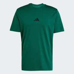Koszulka Essentials Small Logo Single Jersey. Czarne buty sportowe męskie Adidas, s, bez wzorów, z jersey, bez kołnierzyka, bez ramiączek, na fitness i siłownię. Za 109.00 zł.