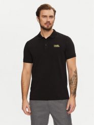 KARL LAGERFELD Polo 745088 551235 Czarny Regular Fit. Czarne koszulki polo męskie KARL LAGERFELD, m, bez wzorów, z bawełny, bez ramiączek. Za 189.99 zł.