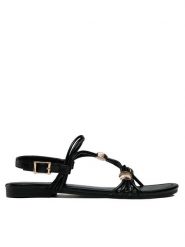 Jenny Fairy Sandały WS5295-09 Czarny. Czarne sandały damskie Jenny Fairy, bez wzorów, ze skóry, bez obcasa, na płaskiej podeszwie, bez zapięcia. Za 79.99 zł.