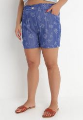Granatowe Szorty Khloressa. Niebieskie szorty damskie Born2be, l, bez wzorów. Za 34.99 zł.
