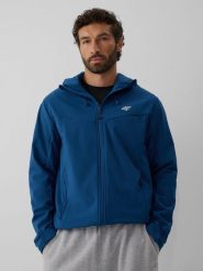 4F Kurtka softshell wiatroodporna membrana 8000 męska - granatowa M. Niebieskie kurtki męskie 4f, m, bez wzorów, z materiału, klasyczne, bez kaptura. Za 299.99 zł.
