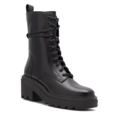 Botki GINO ROSSI. Czarne botki damskie Gino Rossi, bez obcasa, na słupku, bez zapięcia. Za 379.99 zł.