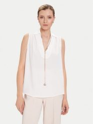 Rinascimento Bluzka CFC0125726003 Biały Regular Fit. Białe bluzki damskie Rinascimento, s, bez wzorów, z syntetyku, bez kołnierzyka, bez ramiączek. Za 259.99 zł.