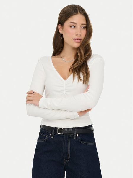 ONLY Bluzka Betty 15365756 Biały Standard Fit. Białe bluzki damskie Only, l, bez wzorów, z bawełny, bez kołnierzyka, bez ramiączek. Za 75.99 zł.