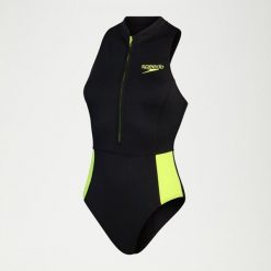Termoaktywny kostium kąpielowy jednoczęściowy damski Speedo. Czarne kostiumy jednoczęściowe damskie Speedo, bez wzorów, z gumy, klasyczne, do pływania. Za 462.00 zł.
