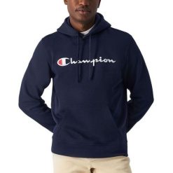 Bluza męska z kapturem męska do turystytki Champion Hooded Sweatshirt granatowa. Niebieskie bluzy męskie Champion, m, bez wzorów, z kapturem. Za 313.14 zł.
