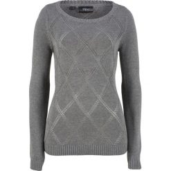 Sweter w ażurowy wzór bonprix szary melanż. Swetry damskie marki bonprix. Za 37.99 zł.