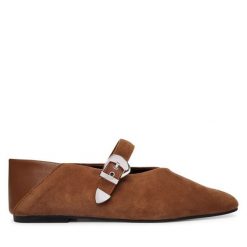 Baleriny Tommy Jeans. Brązowe baleriny damskie Tommy Jeans, bez wzorów, z jeansu, bez obcasa. Za 449.99 zł.