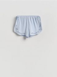 Szorty plażowe z wiskozą - jasnoniebieski. Niebieskie szorty damskie Reserved, l, bez wzorów, z tkaniny. Za 79.99 zł.