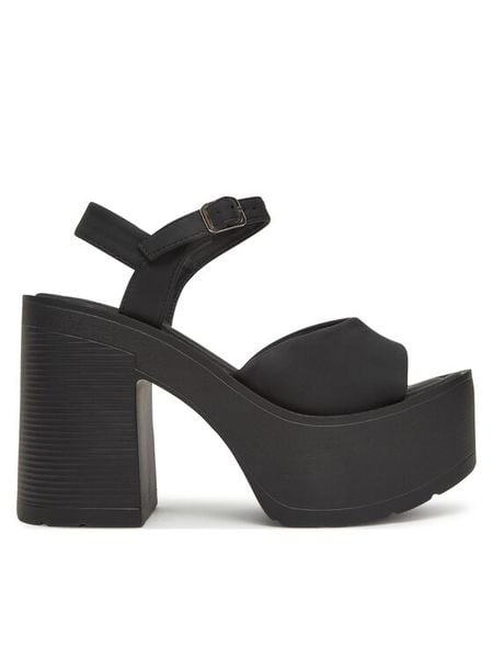 DeeZee Sandały ZB8358-1 Czarny. Czarne sandały damskie DeeZee, bez wzorów, ze skóry, bez obcasa, na słupku, bez zapięcia. Za 149.99 zł.