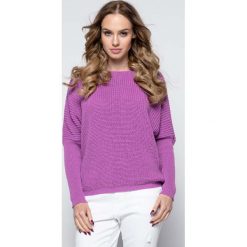 Fioletowy Sweter z Dekoltem V na Plecach. Fioletowe swetry damskie Molly.pl, uniwersalny, bez wzorów, z dzianiny, klasyczne, bez kołnierzyka, bez ramiączek, długie, bez kaptura. Za 118.90 zł.
