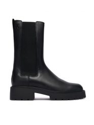 Calvin Klein Sztyblety Chunky High Chelsea YW0YW01909 Czarny. Czarne botki damskie Calvin Klein, ze skóry, bez obcasa, na płaskiej podeszwie, bez zapięcia. Za 639.99 zł.