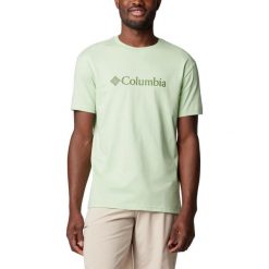 Koszulka męska Columbia Csc Basic Logo Short Sleeve z krótkim rękawem. Zielone koszulki sportowe męskie Columbia, m, bez wzorów, z bawełny, bez kołnierzyka, bez ramiączek. Za 119.00 zł.