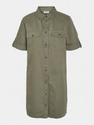Noisy May Sukienka jeansowa New Signe 27030173 Khaki Loose Fit. Brązowe sukienki damskie Noisy may, xs, bez wzorów, z bawełny, bez kołnierzyka, bez ramiączek. Za 109.99 zł.