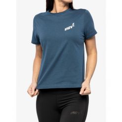 Koszulka damska Inov-8 Graphic Tee SS Skiddaw. Niebieskie koszulki sportowe damskie Inov-8, bez wzorów, bez kołnierzyka, bez ramiączek. Za 64.99 zł.