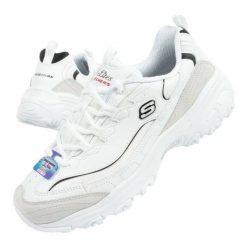 Buty Skechers New Heat 150231/WBK białe. Białe obuwie sportowe damskie bez wzorów, z gumy. Za 484.08 zł.