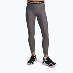 Legginsy treningowe damskie Under Armour HeatGear. Szare legginsy sportowe damskie Under Armour, bez wzorów, na fitness i siłownię. Za 129.99 zł.