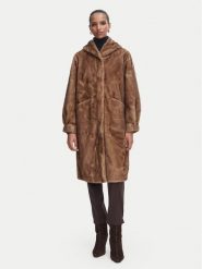Rinascimento Futro CFC0127148003 Beżowy Oversize. Brązowe płaszcze damskie Rinascimento, m, bez wzorów, z futra, bez kaptura. Za 924.99 zł.