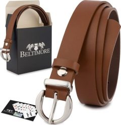 Beltimore Skórzany pasek damski do spodni sukienki brązowa skóra nat 1,8 cm Beltimore O21 : Kolory - brązowy, beżowy, Rozmiar pasków - r.80-95 cm NoSi. Brązowe sukienki damskie Beltimore, bez wzorów, ze skóry, bez kołnierzyka, bez ramiączek. Za 49.50 zł.