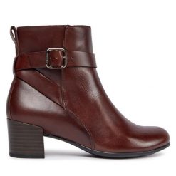 Botki ECCO. Brązowe botki damskie ecco, bez obcasa, na słupku, bez zapięcia. Za 739.99 zł.