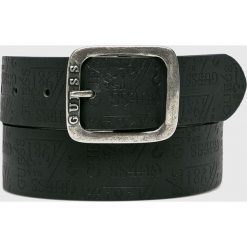 Guess Jeans - Pasek skórzany. Czarne paski damskie Guess Jeans, z aplikacjami, z jeansu. W wyprzedaży za 139.90 zł.