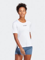 Adidas Koszulka techniczna Terrex Multi T-Shirt HM4040 Biały Regular Fit. Białe koszulki sportowe damskie Adidas, l, bez wzorów, z syntetyku, bez kołnierzyka, bez ramiączek, trekkingowe. Za 99.99 zł.