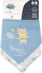 Canpol CANPOL BABIES muslin bib BONJOUR PARIS, 0m+, 2 vnt., blue, 26/900_blu. Niebieskie śliniaki dla dzieci Canpol, bez wzorów. Za 29.43 zł.