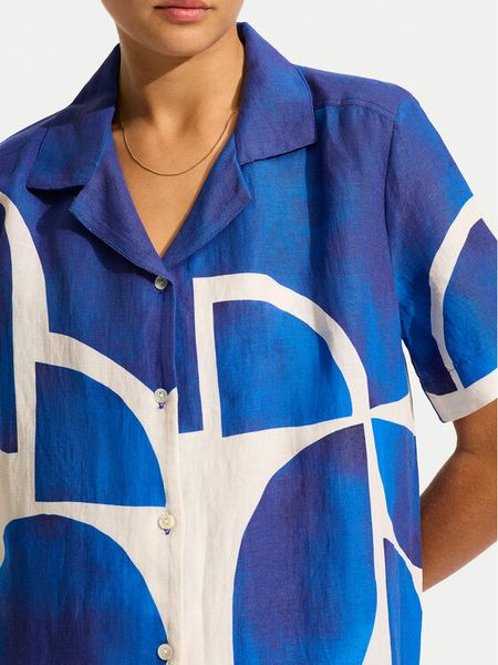 Seafolly Koszulka plażowa 55455-TO Niebieski. Niebieskie t-shirty damskie Seafolly, s, bez wzorów, ze lnu, bez kołnierzyka. Za 229.99 zł.