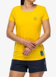 Koszulka bawełniana damska La Sportiva Climbing on the Moon T-Shirt. Żółte t-shirty damskie La Sportiva, m, bez wzorów, z bawełny, klasyczne, bez kołnierzyka. Za 197.99 zł.