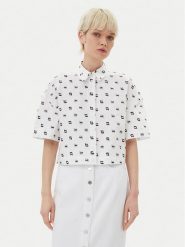 KARL LAGERFELD Koszula A2W11033 Biały Relaxed Fit. Białe bluzki damskie KARL LAGERFELD, bez wzorów, z bawełny, bez kołnierzyka, bez ramiączek. Za 389.99 zł.