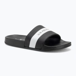 Klapki męskie U.S. Polo Assn. SKYE002. Czarne klapki męskie U.S. Polo Assn., z materiału, wakacyjne. Za 99.99 zł.