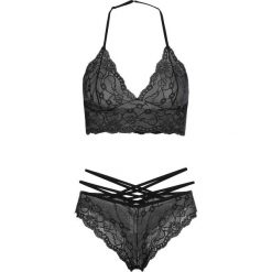 Biustonosz "bustier" + figi panty "ouvert" (2 części) bonprix czarny. Biustonosze marki KALENJI. Za 59.99 zł.