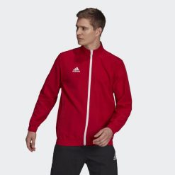 Entrada 22 Presentation Jacket. Czerwone kurtki sportowe męskie Adidas, m, bez wzorów, z materiału, do piłki nożnej. Za 114.00 zł.