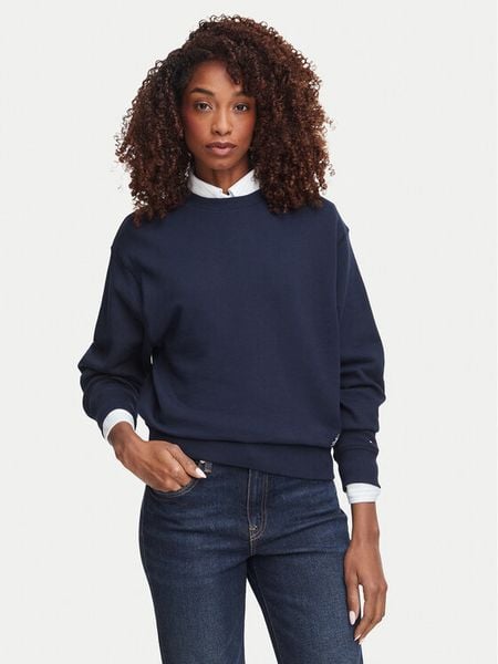 Tommy Hilfiger Bluza Script Terry WW0WW52355 Granatowy Regular Fit. Niebieskie bluzy damskie Tommy Hilfiger, m, bez wzorów, z bawełny, bez kaptura. Za 409.99 zł.