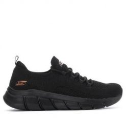 Buty do chodzenia damskie Skechers Bobs Flex. Czarne obuwie sportowe damskie Skechers, bez wzorów, z gumy, trekkingowe, Skechers Sport. Za 446.00 zł.